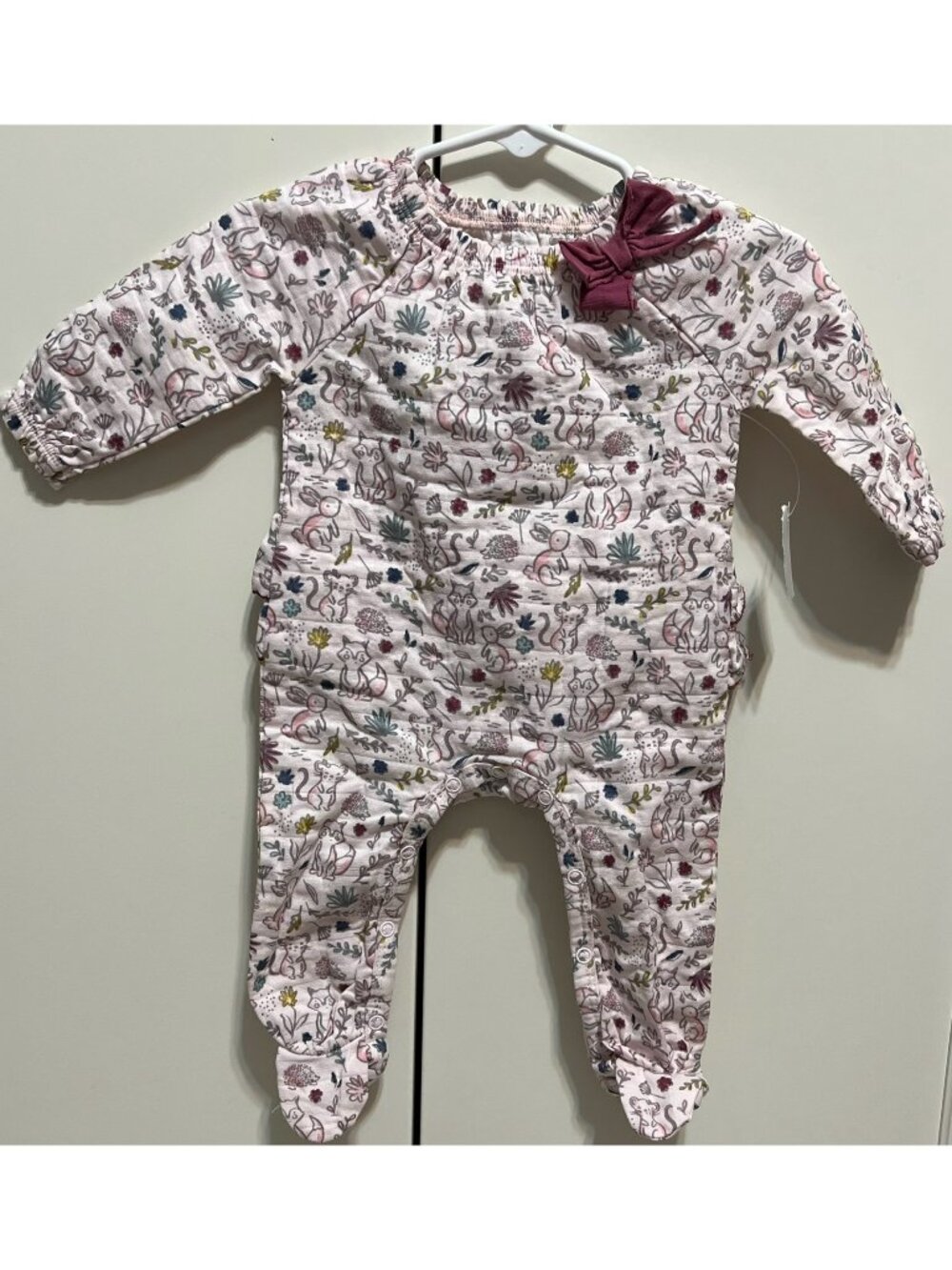 Mud Pie pink woodland animal Footie Sleeper Romper 3m NWT fox bow ruffle forest